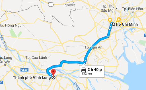 Khoảng  cách từ TP.HCM đến Vĩnh Long